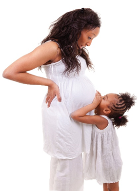 image of pregnant mother and daughter