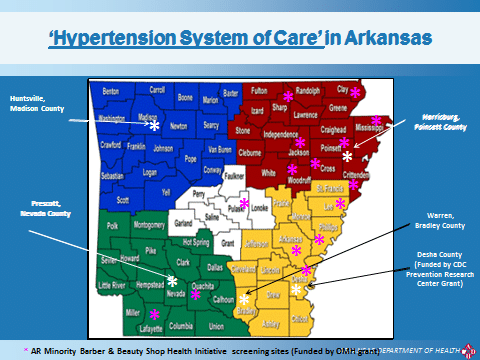 Hypertension System of Care in Arkansas Map